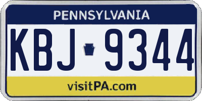 PA license plate KBJ9344