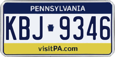 PA license plate KBJ9346