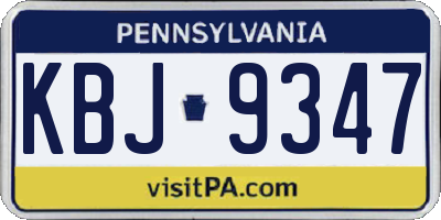 PA license plate KBJ9347