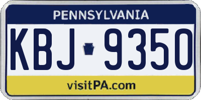 PA license plate KBJ9350