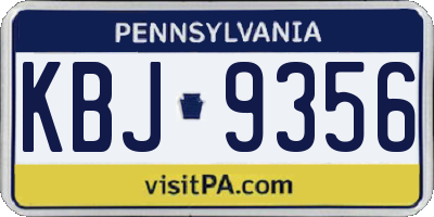 PA license plate KBJ9356
