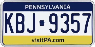 PA license plate KBJ9357