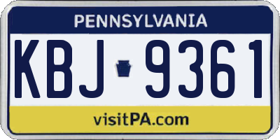 PA license plate KBJ9361