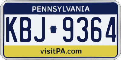 PA license plate KBJ9364