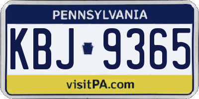 PA license plate KBJ9365