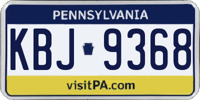 PA license plate KBJ9368
