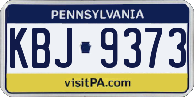 PA license plate KBJ9373