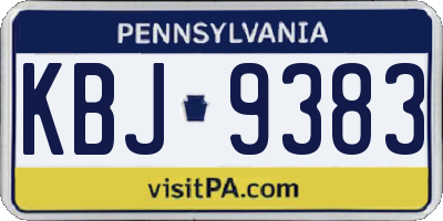PA license plate KBJ9383