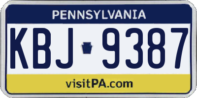 PA license plate KBJ9387