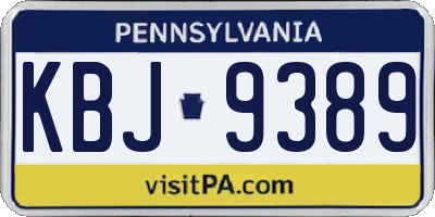 PA license plate KBJ9389