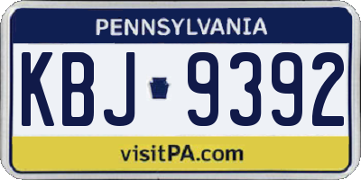PA license plate KBJ9392