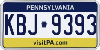 PA license plate KBJ9393