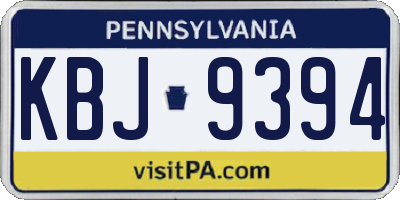 PA license plate KBJ9394