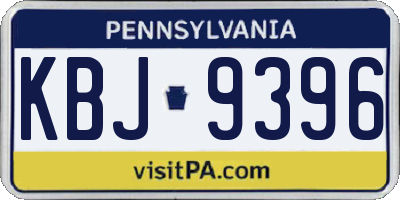 PA license plate KBJ9396
