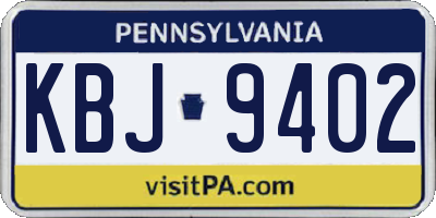 PA license plate KBJ9402