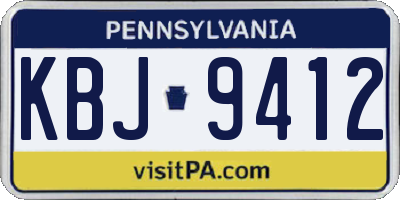 PA license plate KBJ9412