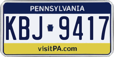PA license plate KBJ9417