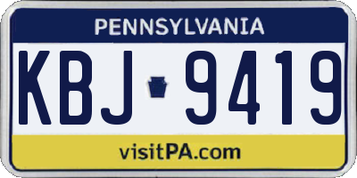 PA license plate KBJ9419
