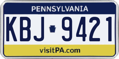 PA license plate KBJ9421