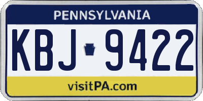 PA license plate KBJ9422