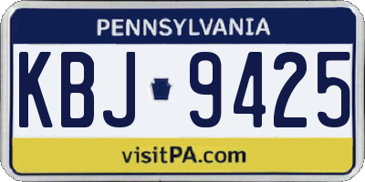 PA license plate KBJ9425