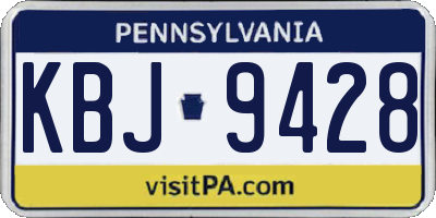 PA license plate KBJ9428