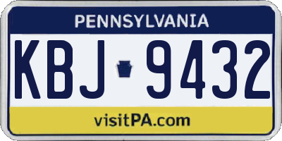 PA license plate KBJ9432