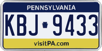 PA license plate KBJ9433