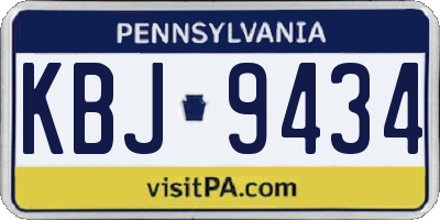 PA license plate KBJ9434