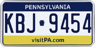 PA license plate KBJ9454