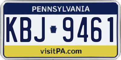 PA license plate KBJ9461