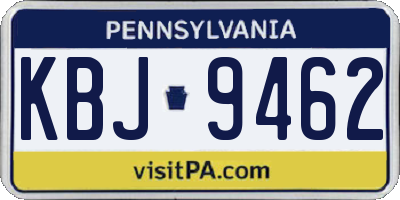 PA license plate KBJ9462