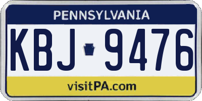 PA license plate KBJ9476