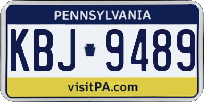 PA license plate KBJ9489