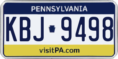 PA license plate KBJ9498
