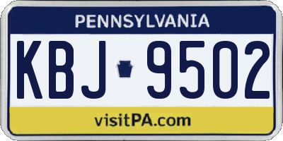 PA license plate KBJ9502