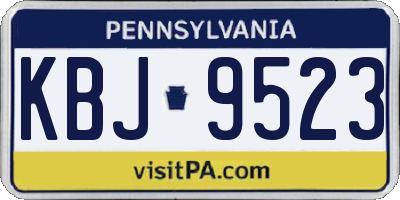 PA license plate KBJ9523