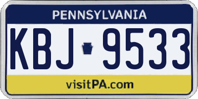 PA license plate KBJ9533