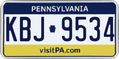PA license plate KBJ9534