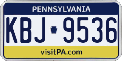 PA license plate KBJ9536