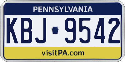 PA license plate KBJ9542