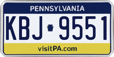 PA license plate KBJ9551