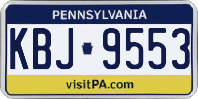 PA license plate KBJ9553