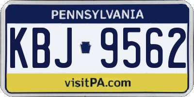 PA license plate KBJ9562