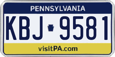 PA license plate KBJ9581