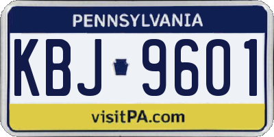 PA license plate KBJ9601