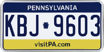 PA license plate KBJ9603