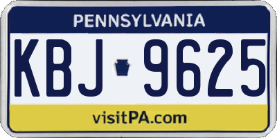 PA license plate KBJ9625
