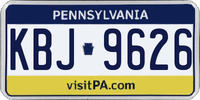 PA license plate KBJ9626