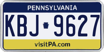 PA license plate KBJ9627